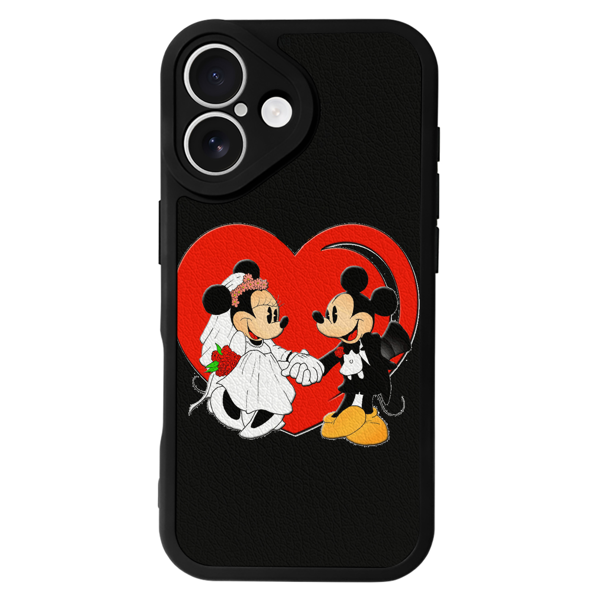 （画像用） ミッキーマウス Mickey Mouse 【iPhone 16シリーズ対応】シリコンスマホケース（レザー調） 材質：シリコン